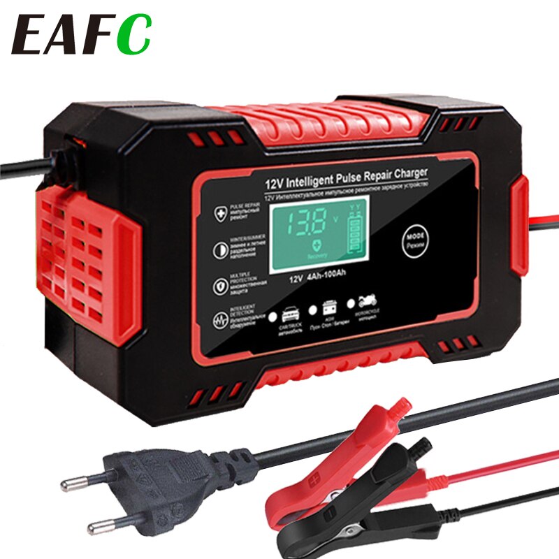 Auto Motorfiets Acculader Full Auto 12V 6A Puls Reparatie Lcd-scherm Smart Snel Opladen Agm Deep Cycle Gel lood-zuur Lader