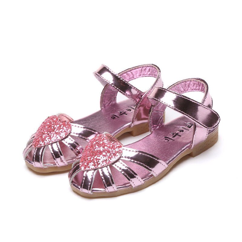 Princess shoes Summer Cute Princess Dance Kid Girl Leather Princess Sandals Soft Crib Shoes Toddler Prewalker: Pink / 11