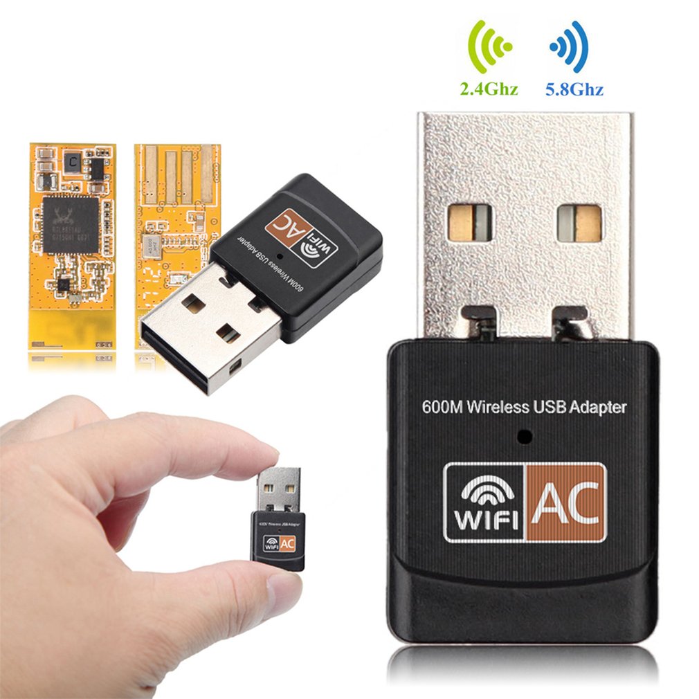 Usb wifi adapter 600 mbps wi fi adapter lan wifi dongle ac wifi mottaker antenne usb ethernet  pc 5 ghz trådløs ekstern