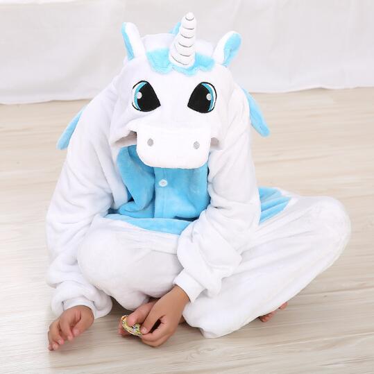 HKSNG Kids Animal Kigurumi Adult Unicorn Onesie Pajamas Flannel Cartoon Family Party Costumes Jumpsuits Zipper