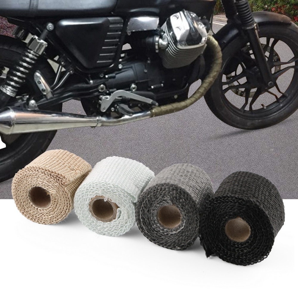 Leepee motorcykel tilbehør varmeisolerende wrap udstødning header rør tape 50mm x 1.5m isolering tape glasfiber