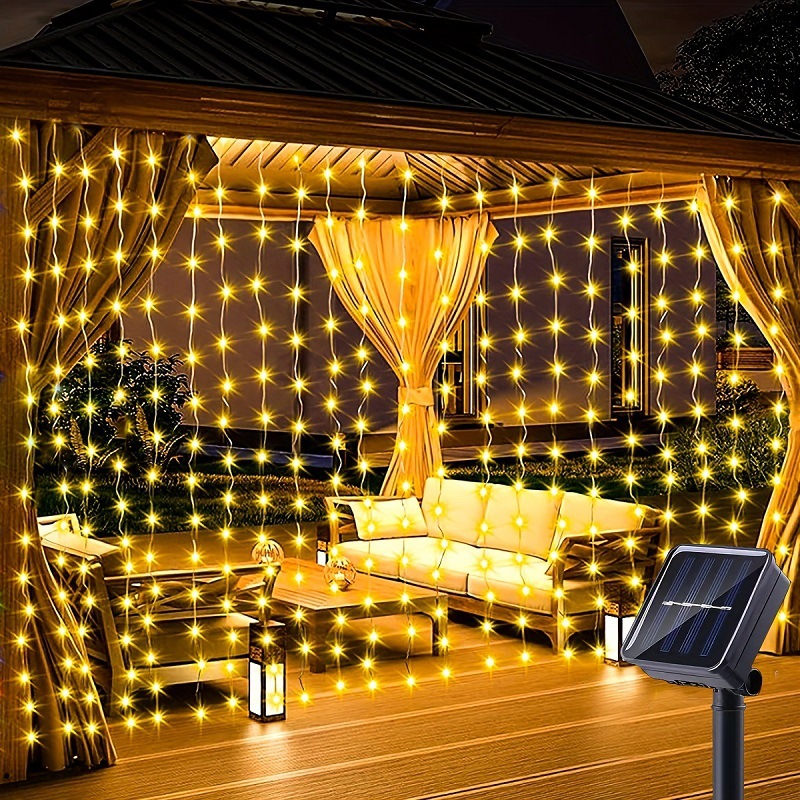 Cortina de luz Solar para exteriores, guirnalda de hadas Solar impermeable, luces de cadena para jardín, patio, pabellón, boda, , vacaciones, luces decorativas