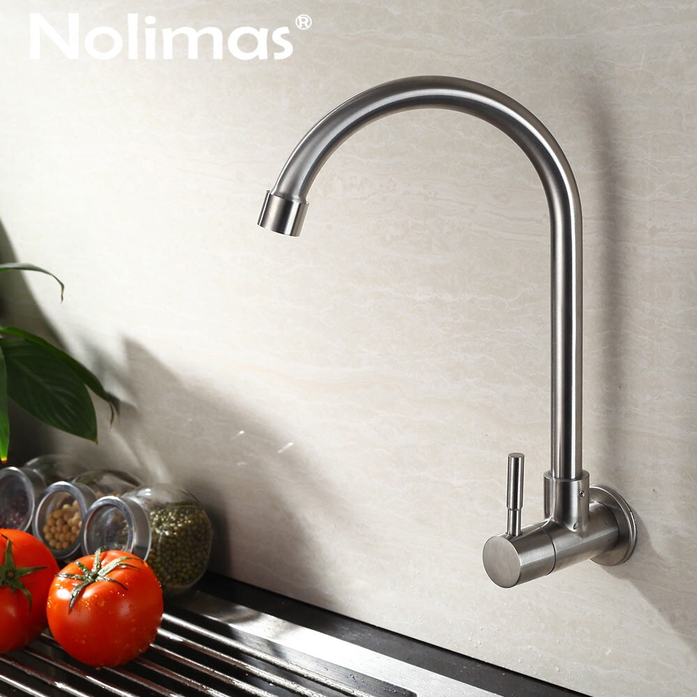 Rvs Geborsteld Enkele Koude Badkamer Baisn Kraan Wall Mounted Wc Kraan Keramische Plaat Spool Wastafelmengkraan Kraan