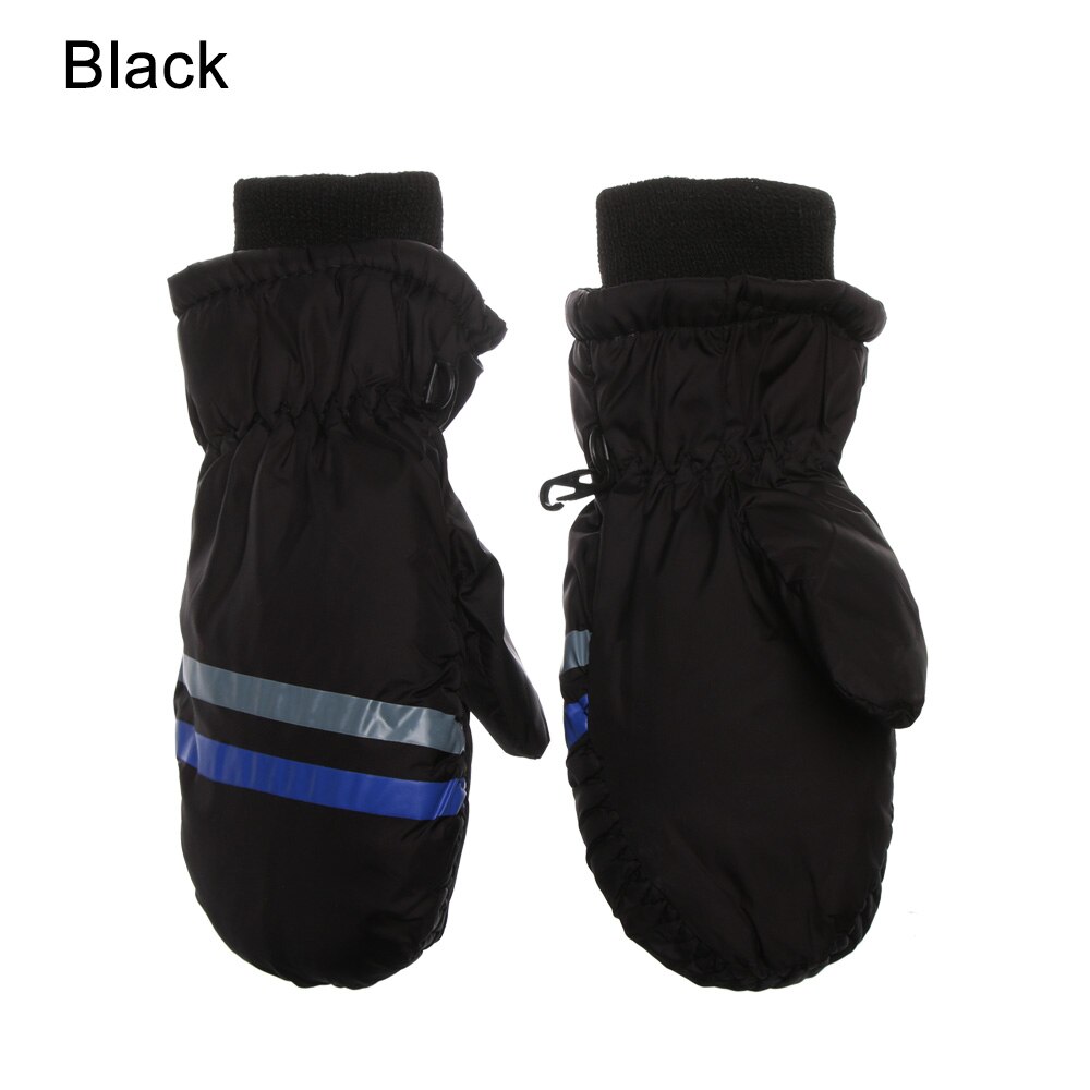 1Pair Children Winter Ski Snowboard Gloves Boy Girls Kids Windproof Waterproof Thicken Mittens Warm Gloves Winter Must: black