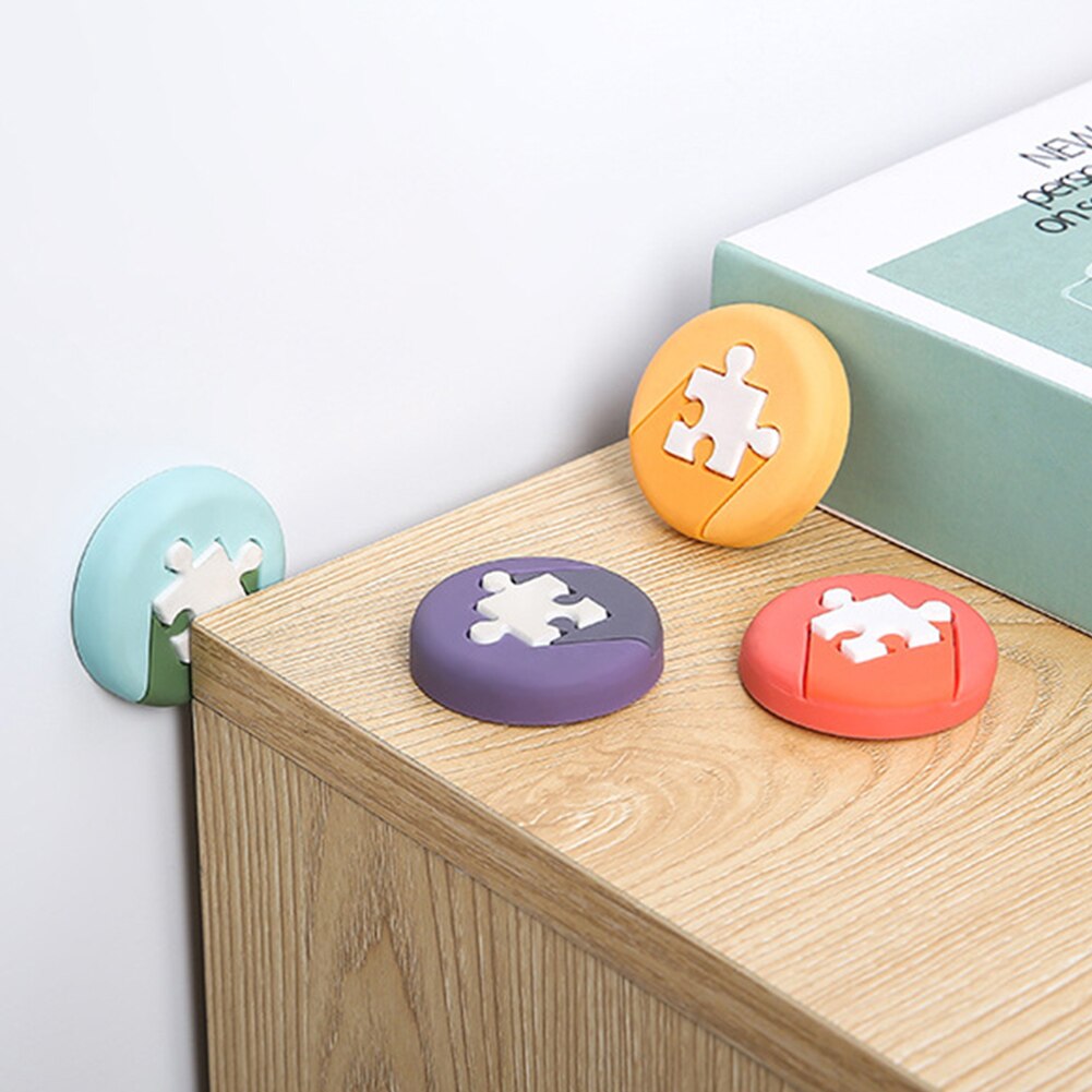 4pcs Door StopperWall Protector Door Handle Silicone Bumper Guard Stopper Self Adhesive Rubber Round Home Back Door Crash Pads