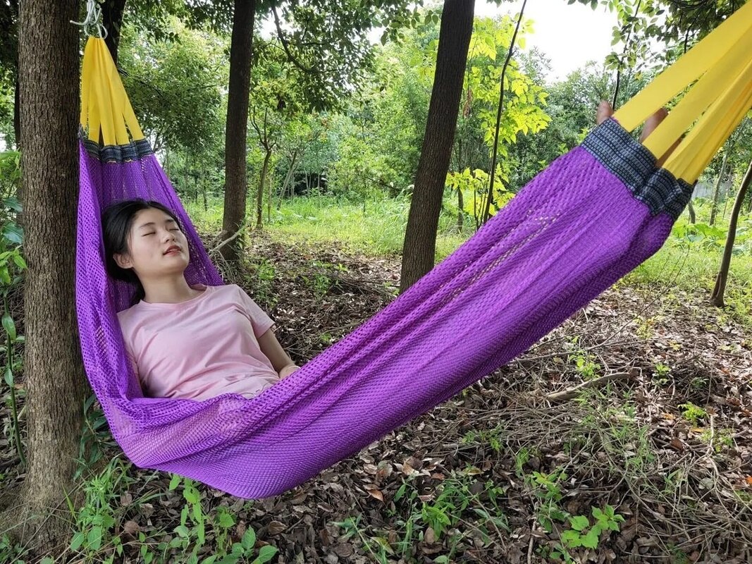 Enkele Nylon Mesh Hangmat Ook Gebruikt Voor Een Opknoping Swing Voor Outdoor Reizen Camping Slapen En Rest Netto Hangmat