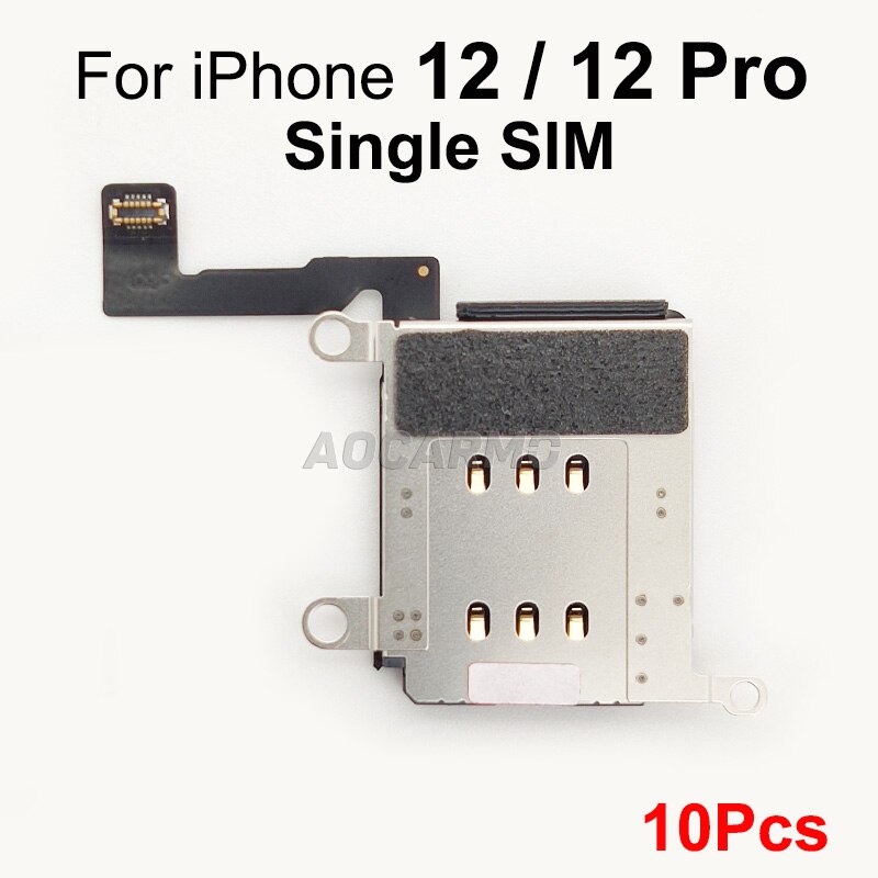 10 stück/lot einzel-/dual-sim-kartensteckplatz, lesegerät, halter, flexkabel, reparaturteile für iphone 12 / 12 pro,  / 12 pro max ,  / 12 mini