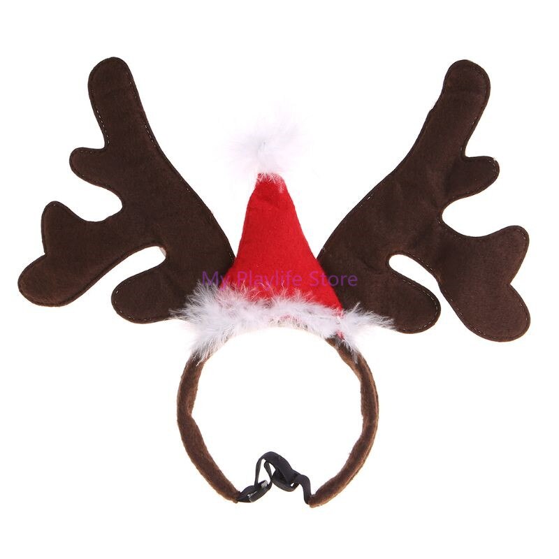 Diadema de Mascota de Navidad, sombrero de cuerno de ciervo, disfraz de perro, cachorro, gato, disfraz de , productos para mascotas C42: Red hat