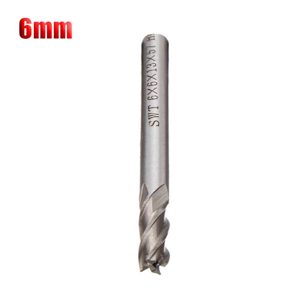 1pc HSS-AL 4 Flute End Mill Straight Shank Drill Bit Metal End Processing Mill Cutter Drill Bit Tool Power Tool Accessories: 6mm