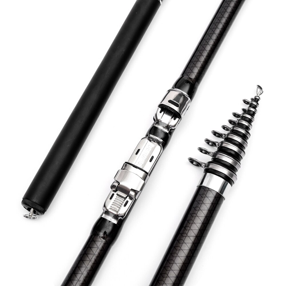 Zwart 2.7M 4.5M 5.4M 6.3M 7.2M Rock Hengels 2.2-3Kg Test M power Telescopische Carbon Hengel Karper Spinning Staven