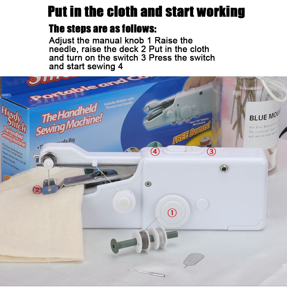 EU/US Plug Mini Portable Handheld Sewing Machine for Quick Repairs DIY Clothes Electric Stitch Sew Cordless Needlework Machine