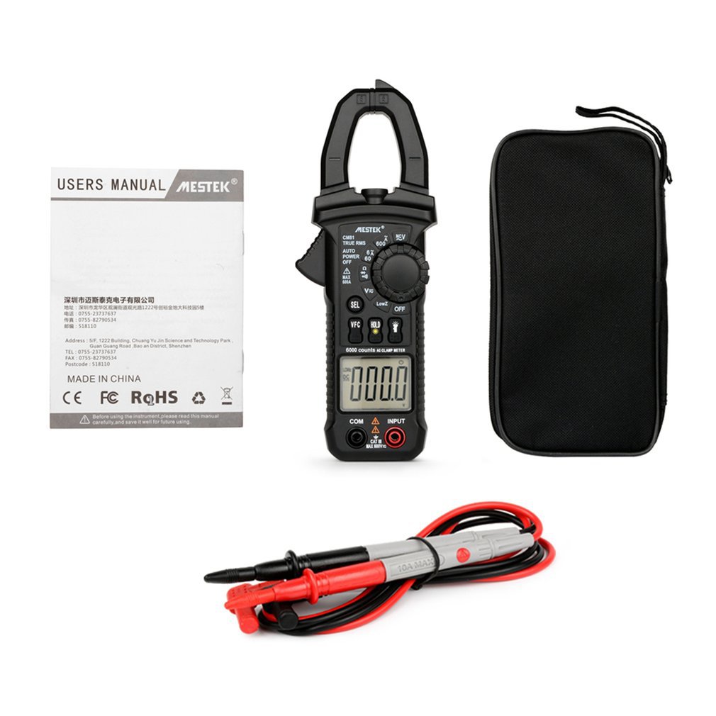 MESTEK CM81 Digital Clamp Meter True RMS Multimeter 5999 Counts AC/DC Volt Amp Ohm LowZ NCV Diode Tester with Flashlight