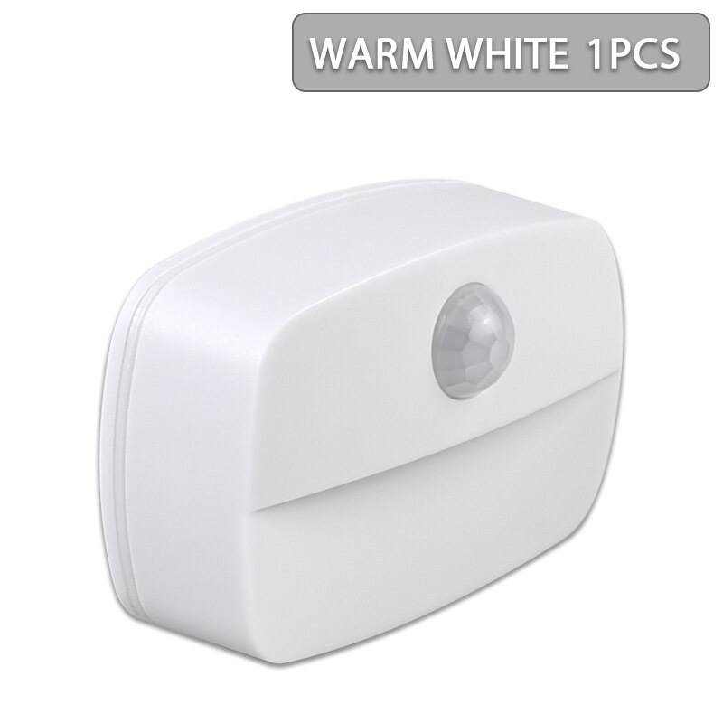 5pcs Wireless PIR Motion Auto Sensor LED Night Lights Hallway Closet Stair Room Lamps: warm 1pc