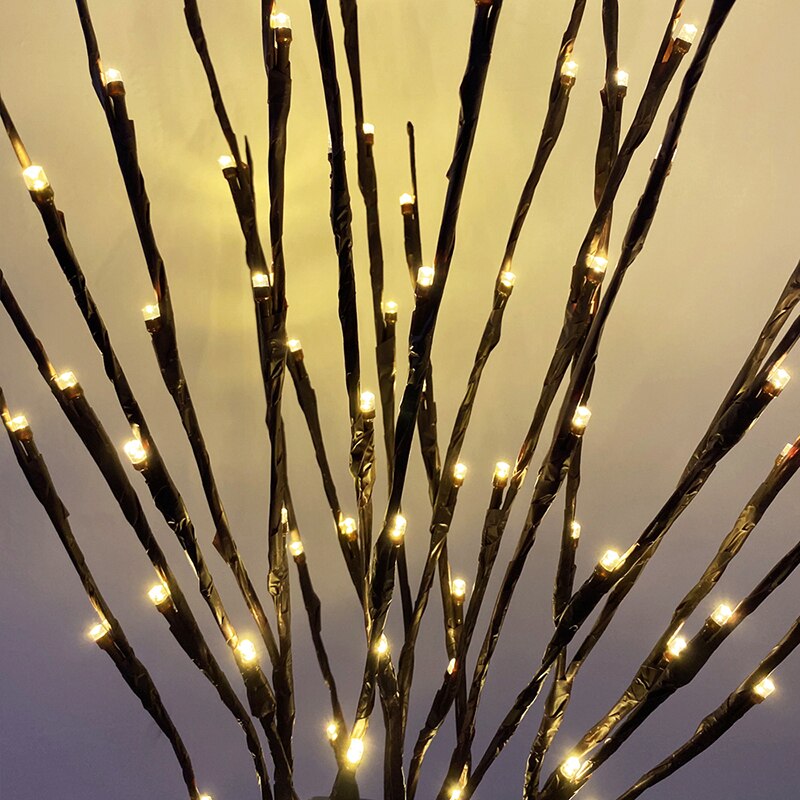 Gren lys 20 led kvist træ lys fleksibel pil oplyst gren til indendørs butiksvinduer vase bord stue 75cm lang: Varm hvid