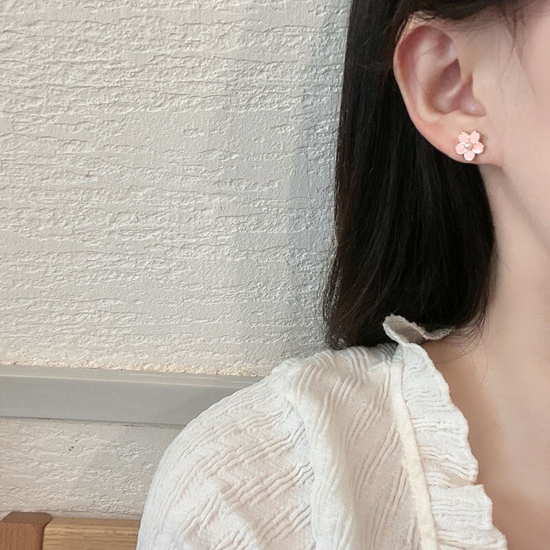 Mode Zoete Sakura Stud Oorbellen Voor Vrouwen Meisje Leuke Konijn Kat Bloemen Asymmetrische Earring Partij Sieraden