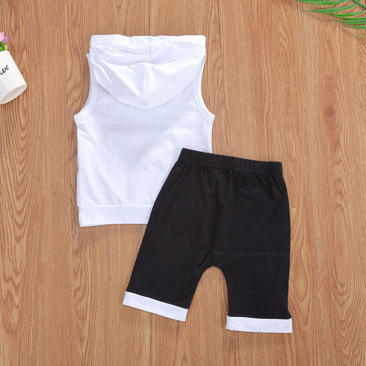 1-6Y verano bebé Infante niños bolsillo sólido sin mangas con capucha Tops pantalones cortos conjuntos de ropa 2 uds