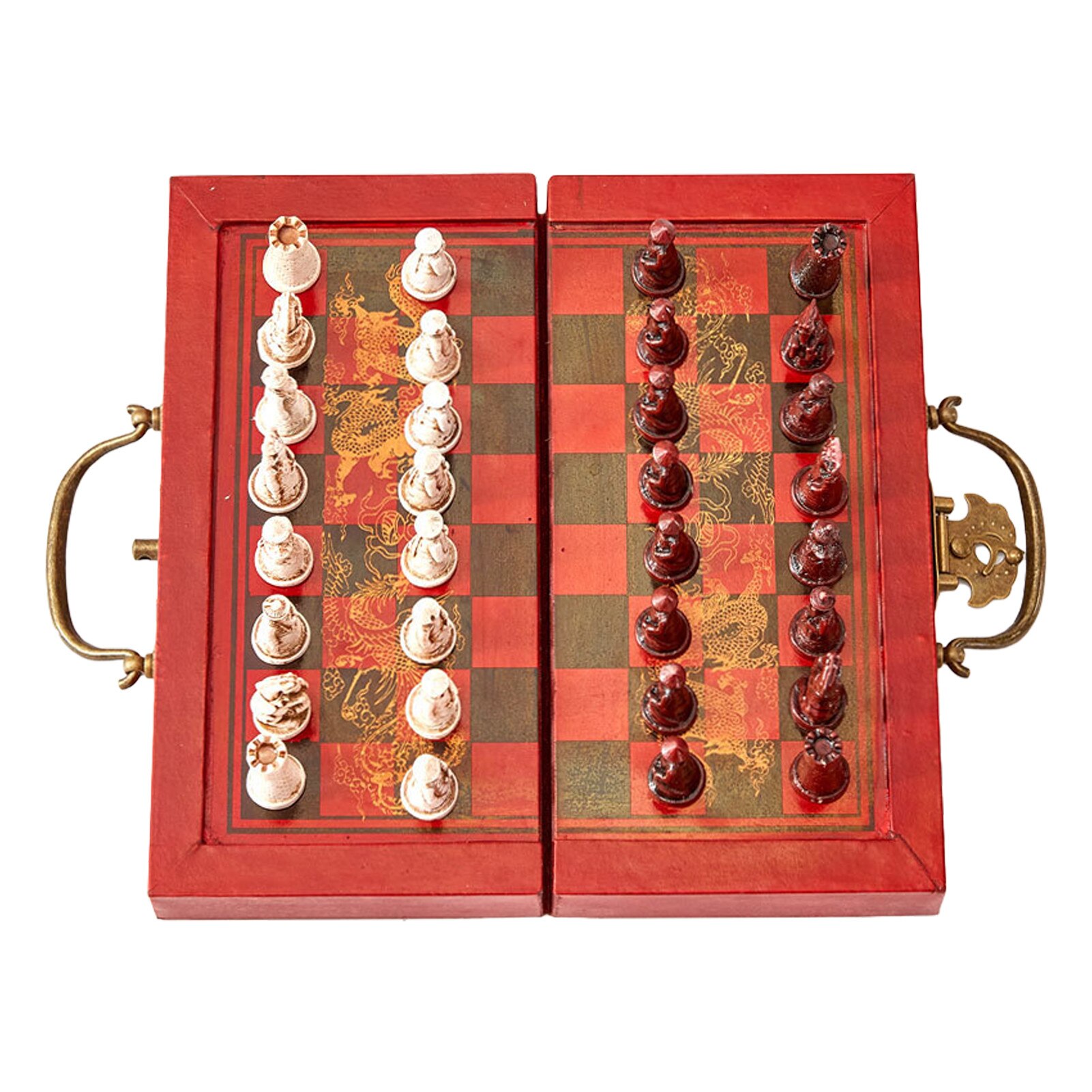 Houten Schaakspel Vouwen Schaakbord Met Crafted Schaakstukken Terracotta Krijgers En Paarden Speelgoed Voor Kinderen Desktop Games