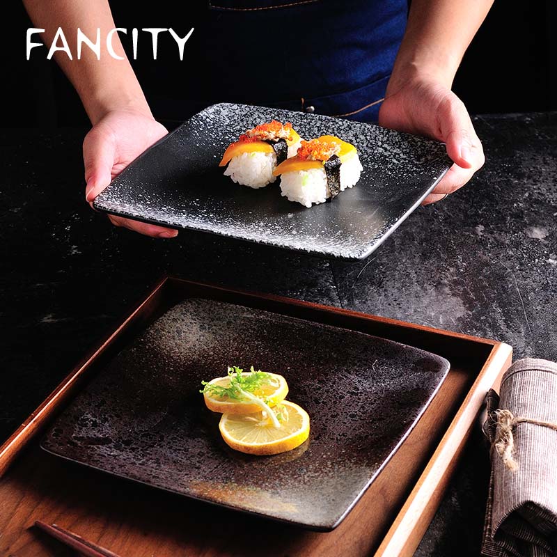 Fancity Creatieve Japanse Stijl Keramische Plaat En Wind Cuisine Vierkante Plaat Thuis Sushi Plaat Diner Plaat Retro Dessertbord