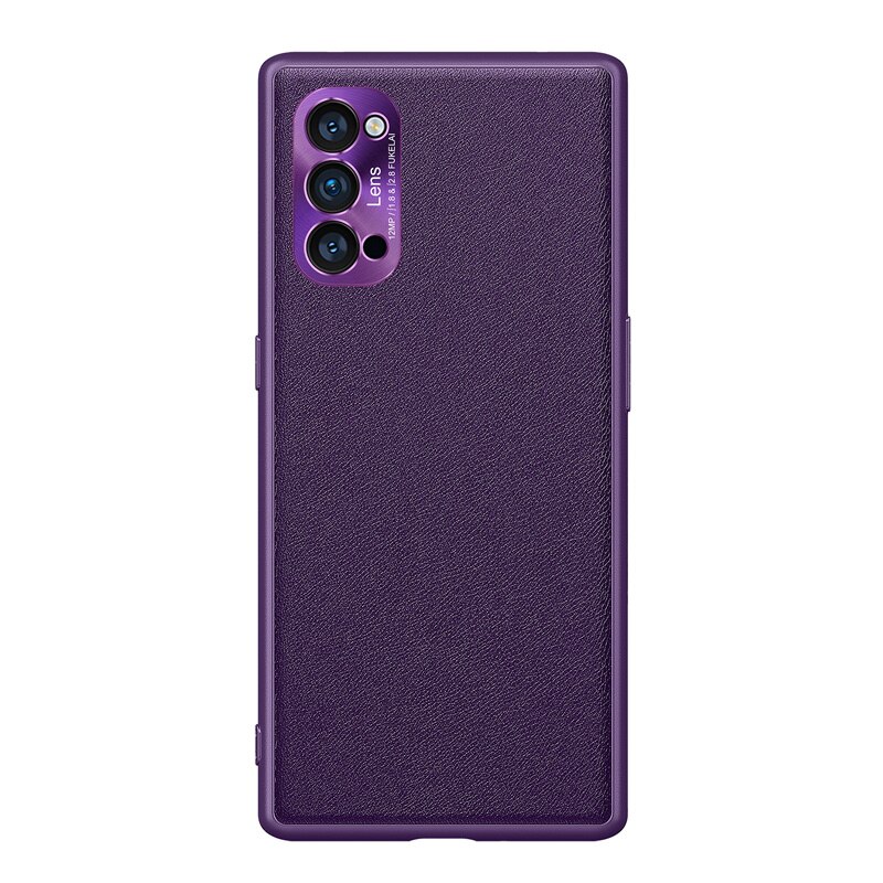 Case For OPPO Reno 4 Pro 5G Luxury PU leather Cases Hard Shockproof Back Cover For OPPO Reno4 Pro Original Skin Hull Coque: Reno 4 5G / Purple