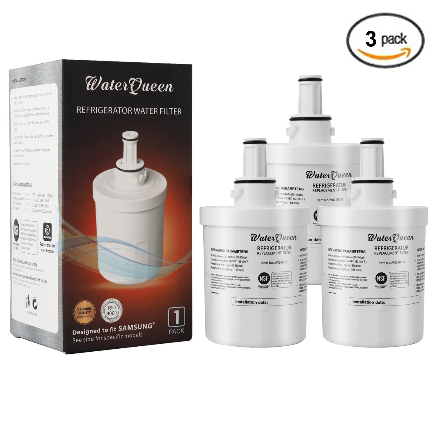 Replace Samsung Products DA29-00003F DA29-00003G DA29-00003B DA29-00003A Aqua-Pure Plus Refrigerator Water Filter 3 Packs