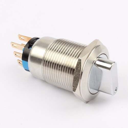 19Mm Metal Rotary Drukknop Messing 3 Positie Keuzeschakelaar Druk Knop 2NO 2NC Draaien Knop Rotatie 19XN.3D.2K2B: button switch / Latching