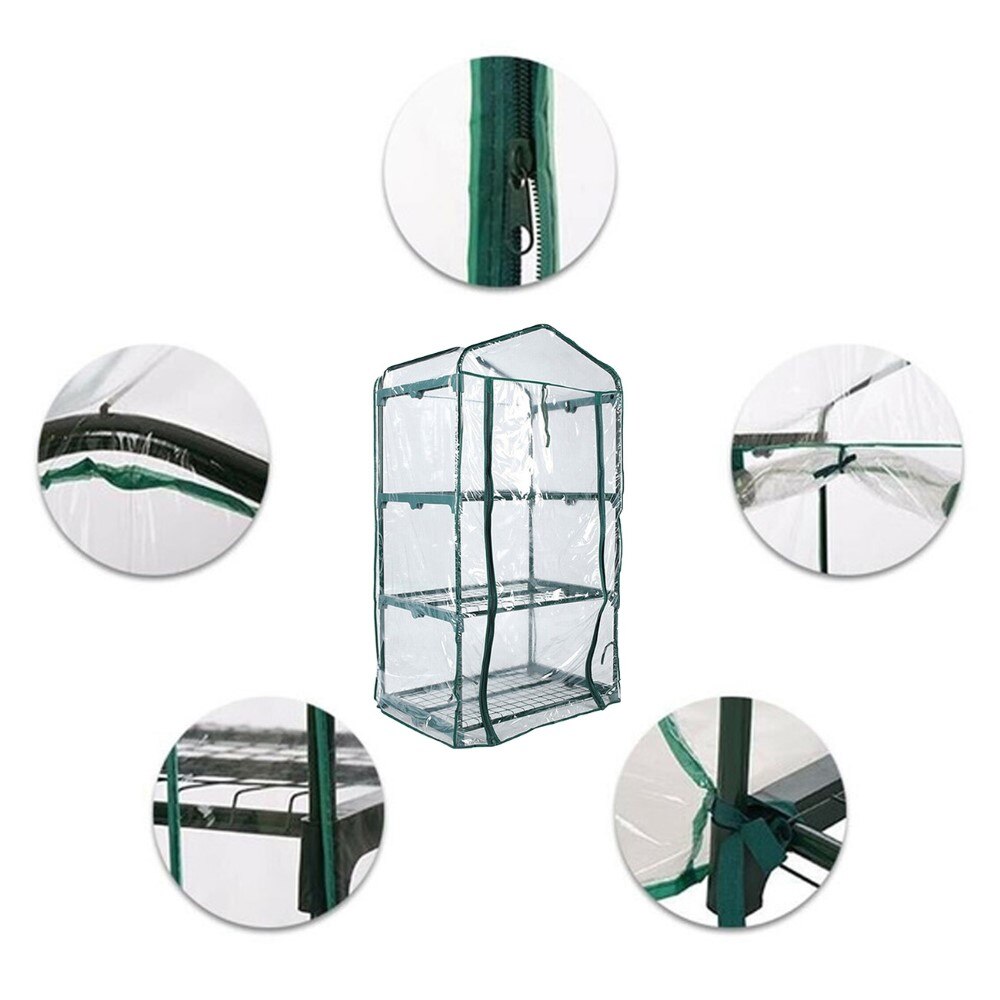 Mini invernadero plegable, tienda de cultivo transparente, 3/5 niveles, PVC, impermeable, cubierta de jardín, casa verde, ventanas, apertura para plantación