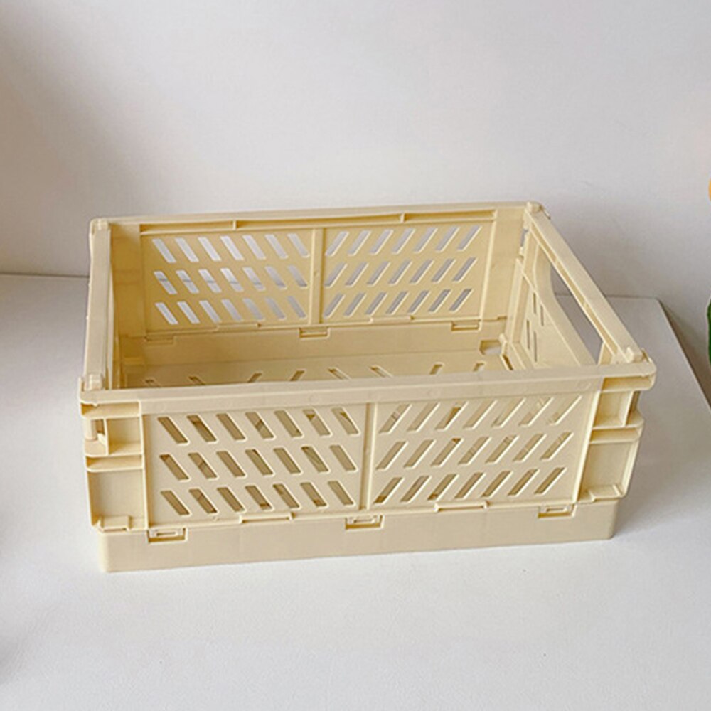 Collapsible Crate Plastic Folding Storage Box Basket Utility Cosmetic Container Desktop Holder Home Use^*