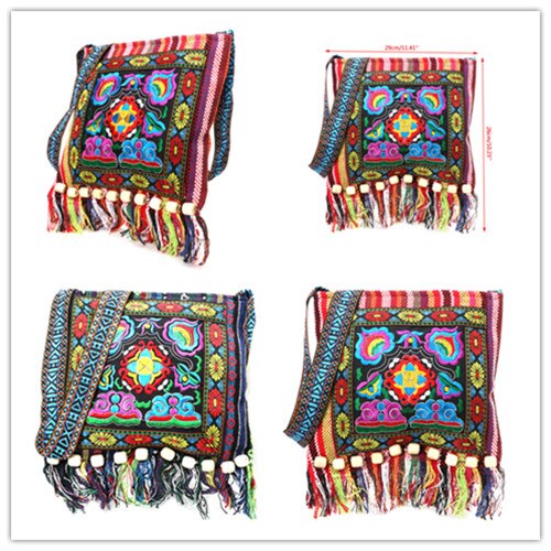 Newest Women Hmong Bags Vintage Chinese National Style Ethnic Shoulder Bag Embroidery Boho Hippie Tassel Tote Messenger