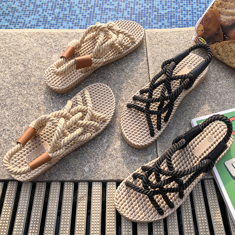 Gladiator rep sandaler dam sommar skor strand skor dam sandaler plattform sandaler rutschkanor flip flops buty damskie