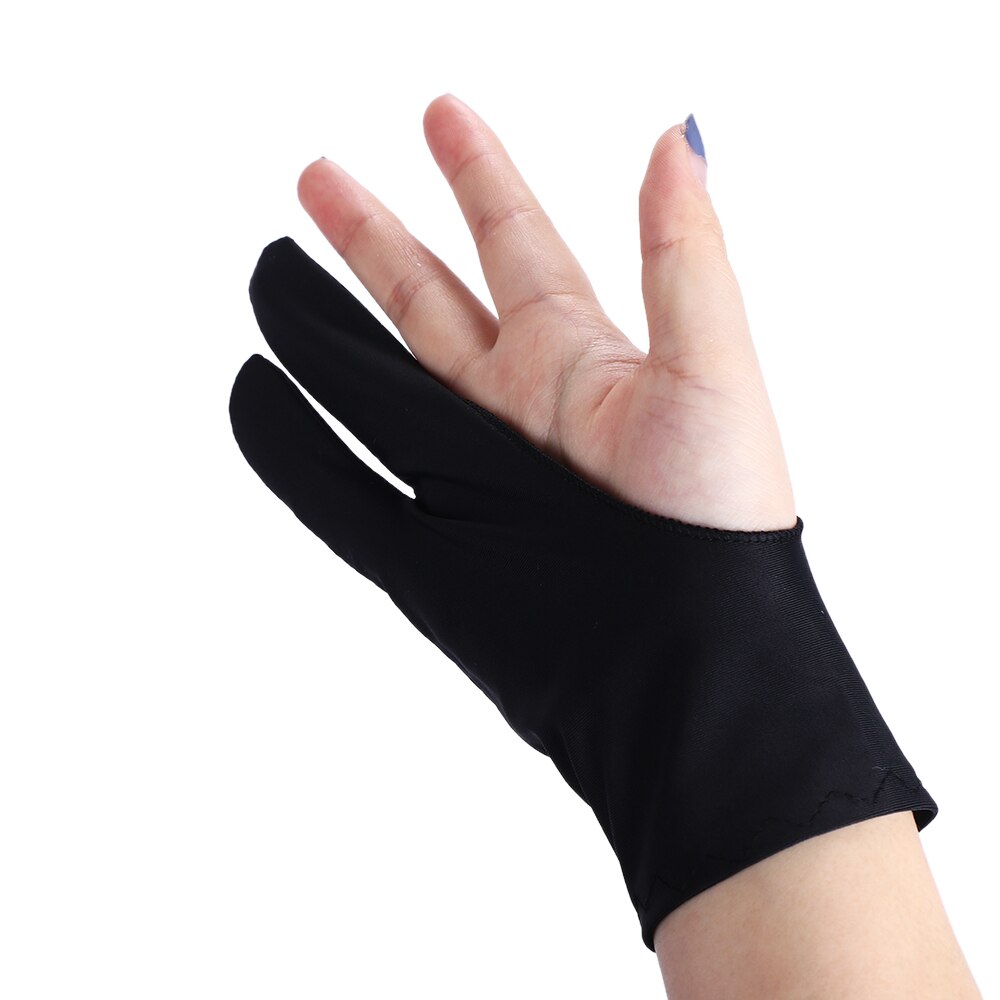 1PC Black Free Size Artist Drawing Glove For Any Graphics Drawing 2 Finger Flexible Anti-fouling for Both Right And Left Hand