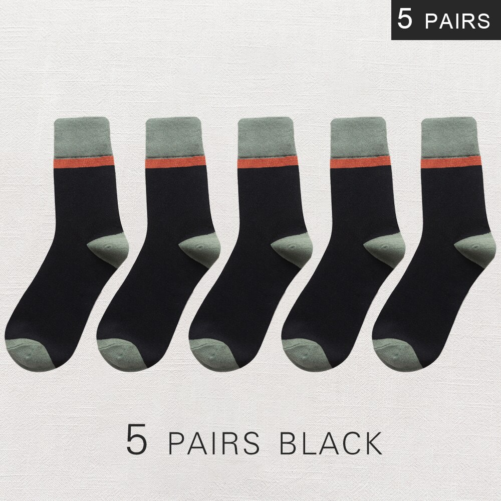 Calcetines de algodón transpirables para hombre, calcetín informal de negocios, , estilo Harajuku japonés, invierno,: 5 black