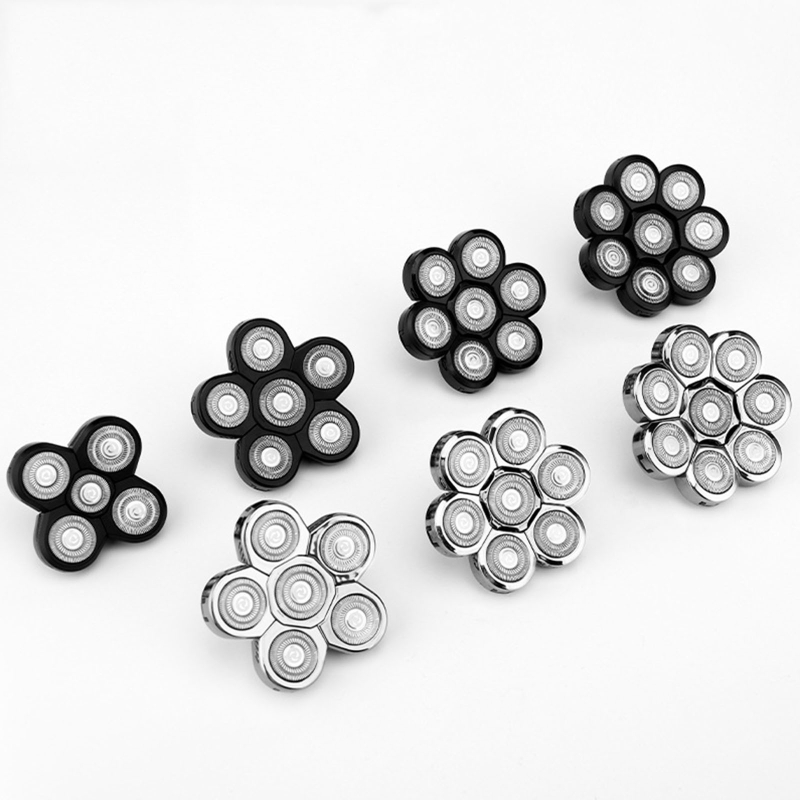 Afeitadora eléctrica de doble anillo para hombres, maquinilla de afeitar con cuchilla de repuesto de 5/6/7/8 cabezales