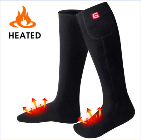 Vinter unisex opvarmede sokker med elektrisk genopladeligt batterisæt til kronisk kolde fødder termisk varm strikning bomuld sox: Sort