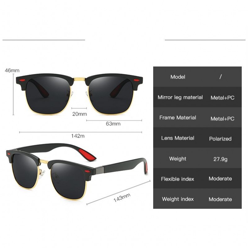 Gafas de sol polarizadas Semi-montura para mujer gafas de sol UV400 de de de lujo para hombre y mujer
