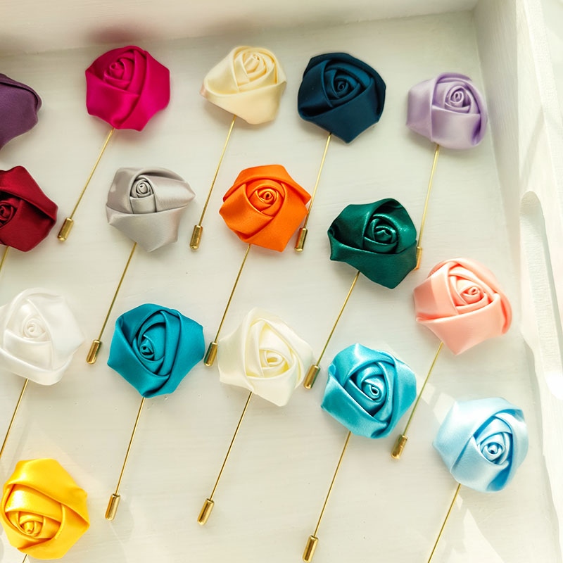 Alfileres Boutonniere para novio para hombre, ramillete de boda, broche para mujer, flores, rosas, ojal de seda para padrino de boda, accesorios para traje de matrimonio, graduación A