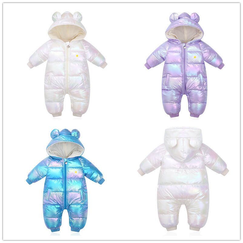 Winter Baby Overalls Newborn Boy Girl Thick Warm Rompers Hooded Jumpsuit Waterproof Snowsuit Winter Baby Clothes