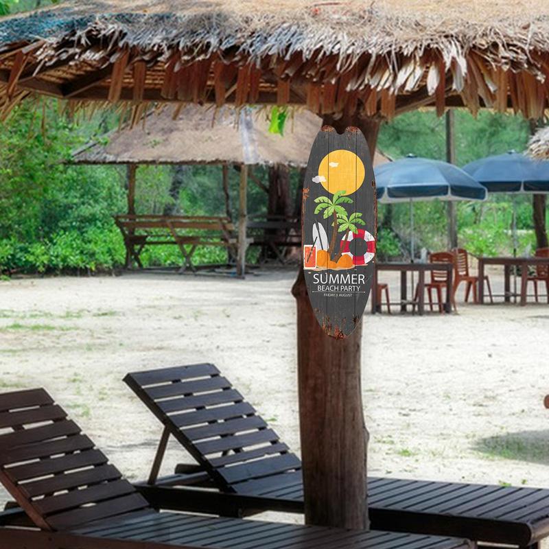 Letrero colgante de madera para tabla de surf, decoración de verano para exteriores, decoración de pared temática de verano, letreros de playa para el hogar, cafetería, Bar