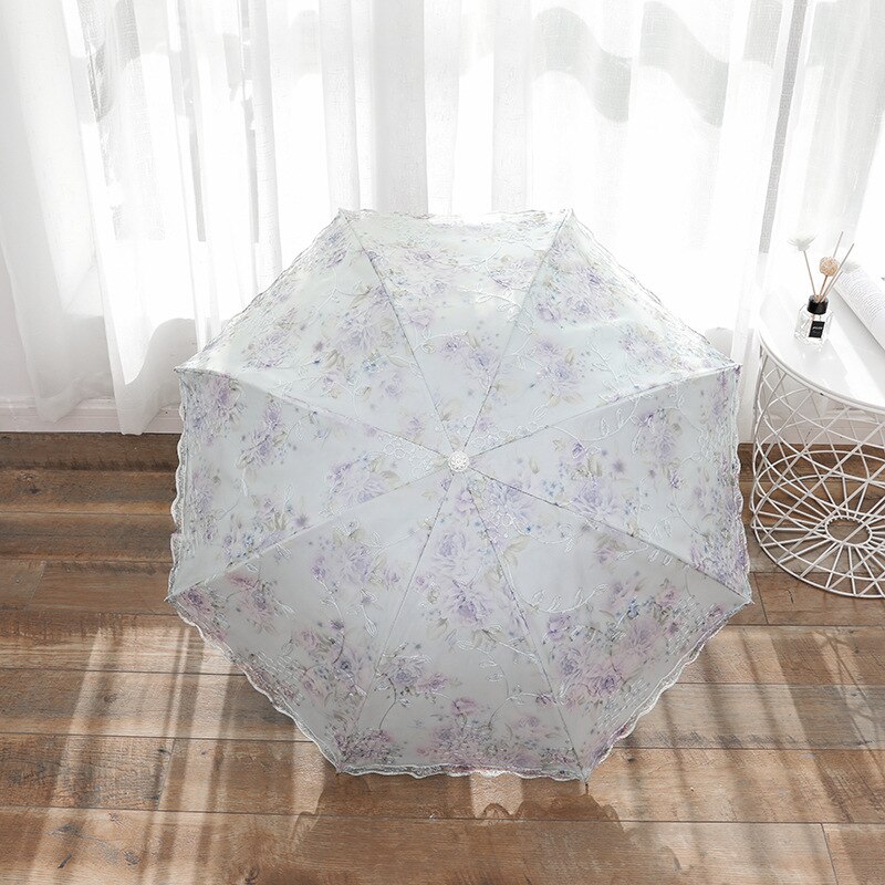 Parapluie de pluie en dentelle pour femmes, parapluie de soleil mujer, Parasol noir pliant princesse guadar chuva invertido Protection UV décoration