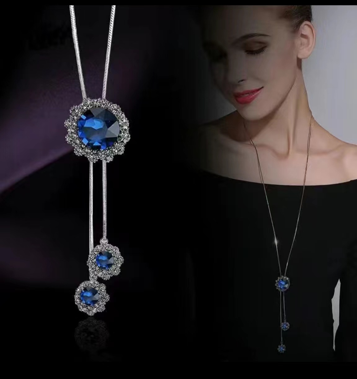 Lange halskæder og vedhæng geometrisk krystal statement halskæde til kvinder collier femme perle choker smykker: Multi