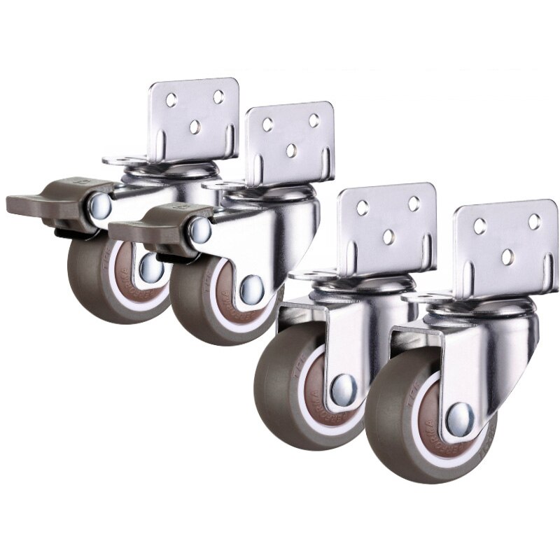 4Pcs Meubelwielen Wielen Zachte Rubber Roller Met Rem Mute Swivel Wielen Voor Moving Meubels Stoel Trolley Baby Wieg bed: 1inch / 2 brake 2 no brake