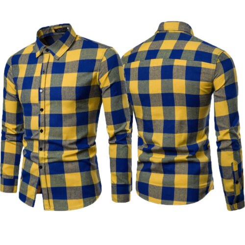 Meihuida forår herre plaid flannel skovhugger tartan ternet skjorte børstet bomuld fritidsskjorter streetwear