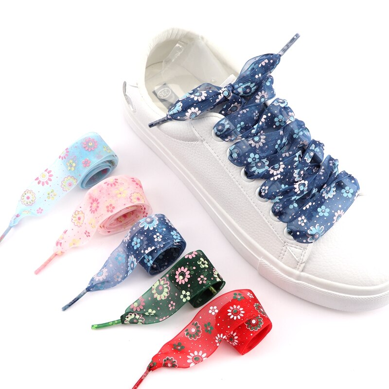 11 couleurs impression lacets neige fil dentelle chaussures lacets 2.5CM largeur ultra-mince transparent sport lacet femmes cordes