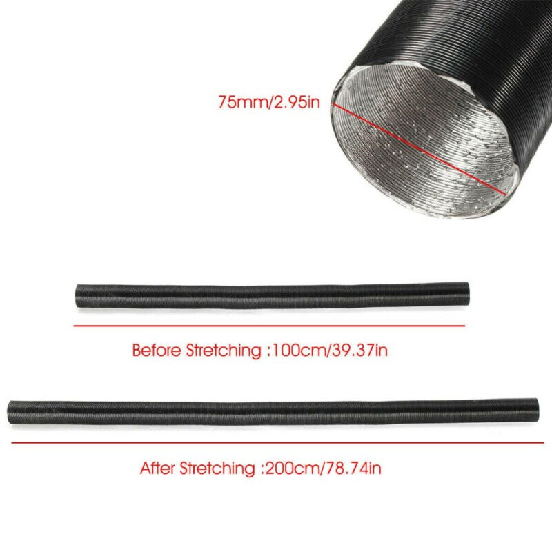 Schokbestendige verwarmingsleiding, corrosiebestendig en vlamwerend, zwart 75mm & koudeluchtleiding