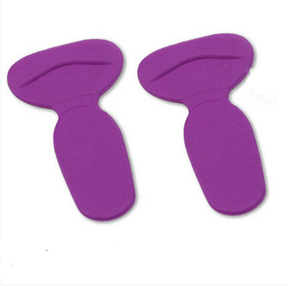 1Pair 2 in 1 Women Silicone Useful T-Shape Thread Thicker Rear Foot Wear Stickers High Heels Soft Mat: Purple