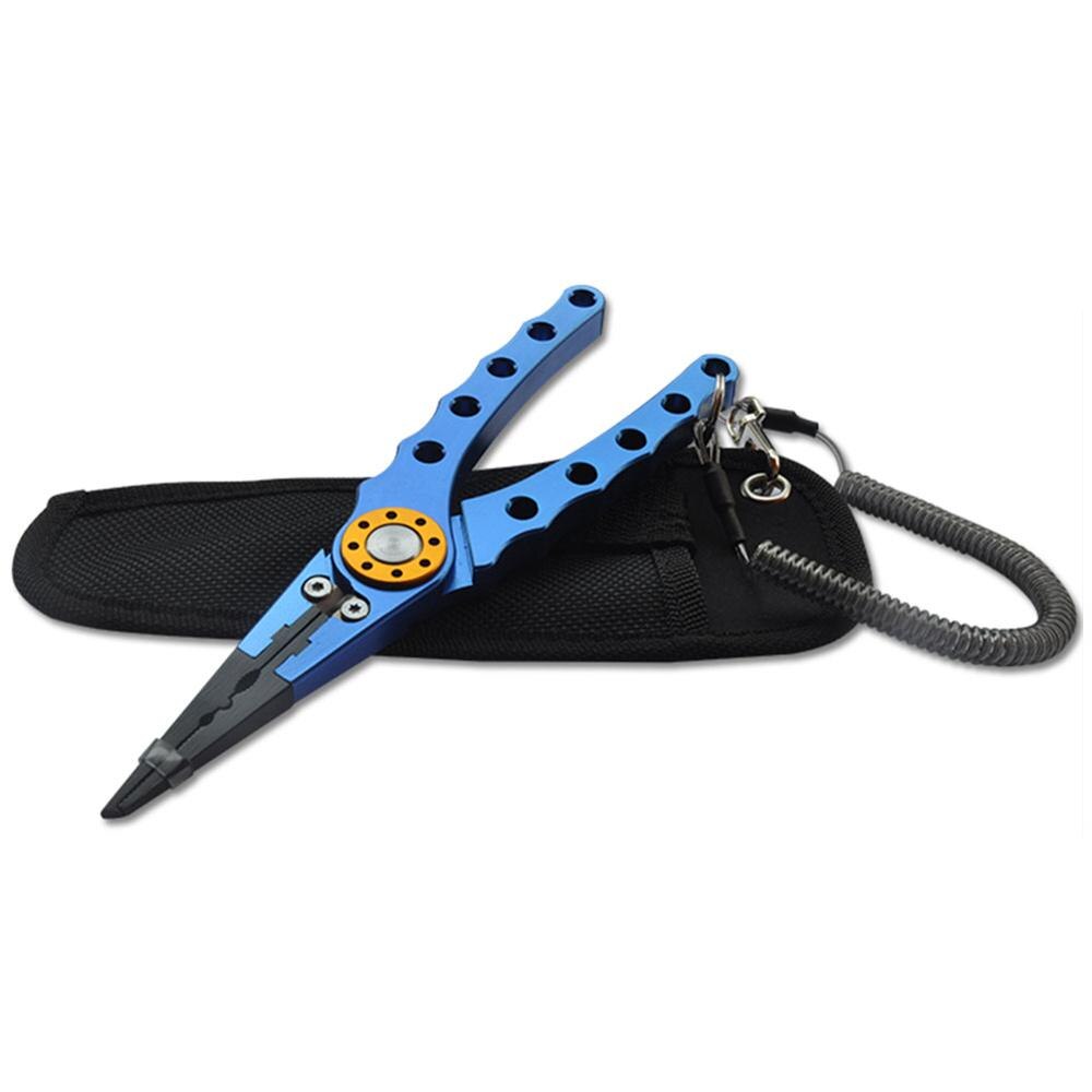 Alicates de pesca, tijera, línea trenzada, cortador de señuelos, removedor de anzuelos, herramienta para cortar pescado, pinzas, tijeras, alicates de pesca, 7 colores: blue