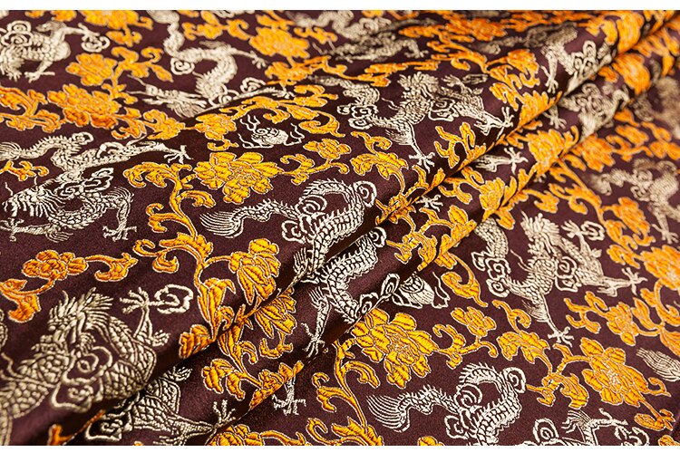 75cm Satin Silk Brocade Fabric Dragon Pattern Fabric for Sewing DIY Material for Clothes Width 75cm: 17