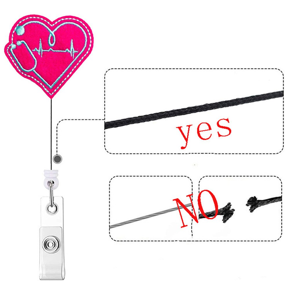 1PCS Cute Retractable Nurse Badge Reel Clip Badge Holder Students Doctor ID Card Holder Kawaii Needle Organ Heart Pattern