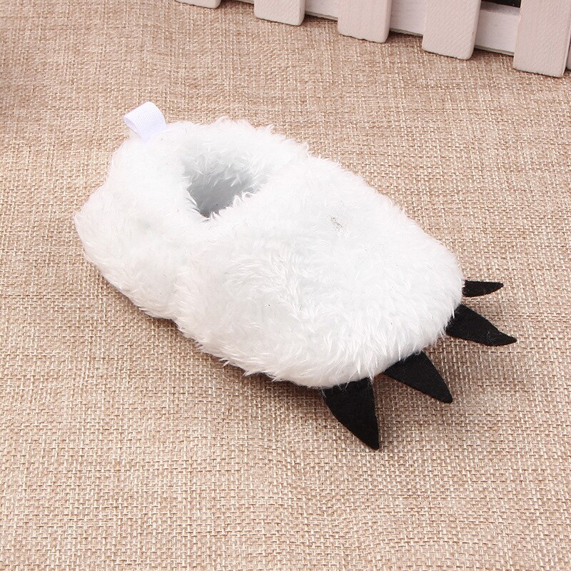 Barn baby crib sko vinter myk såle monster claw mokasiner sko plysj jente gutter sko innendørs plysj såle prewalkers crib sko: Hvit / 0-6 måneder