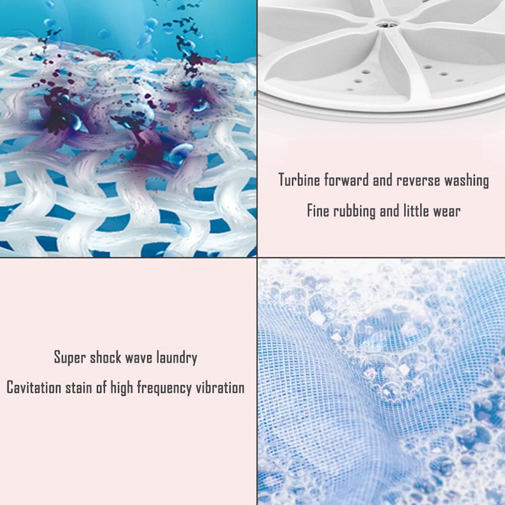 Ondergoed Roterende Turbo Wasmachine Camping Zakenreis Abs Usb Kabel Mini Draagbare Slaapzalen Elektrische Ultrasone