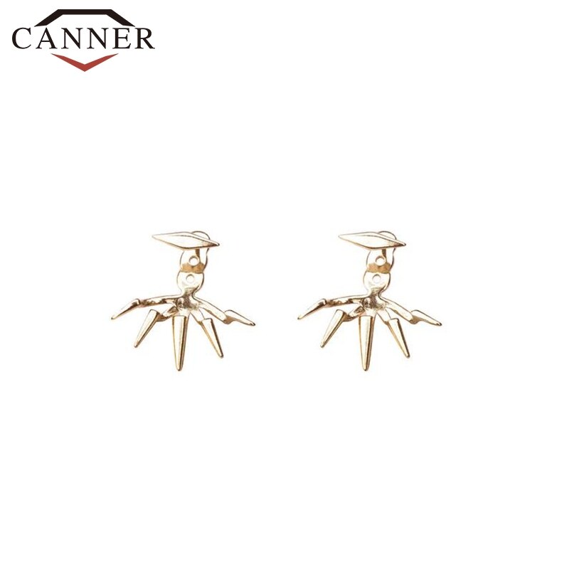 Tendencia Punk Rock gótico esqueleto cráneos y cabezas, pendientes de tuerca para mujer 925, pendientes tipo botón de plata fina, pendientes geométricos: style-2 gold
